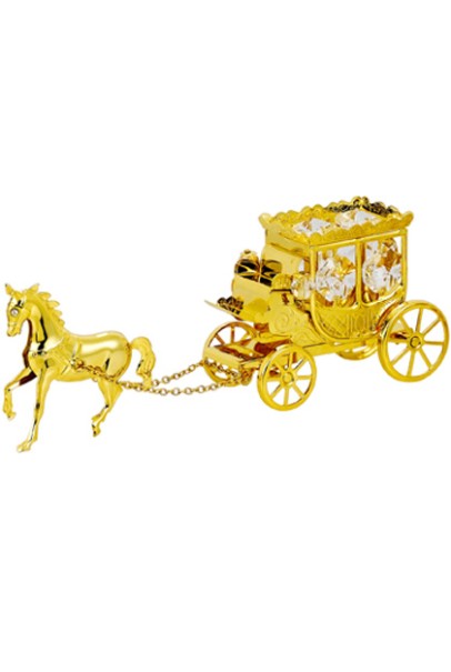 24K GOLD PLATED HORSE WITH CARRIAGE 24K GOLD PLATED HORSE WITH CARRIAGE